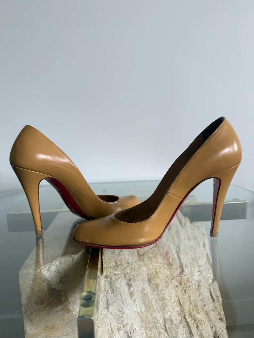 Christian Louboutin Tan Leather Classic Pumps Heels 37.5
